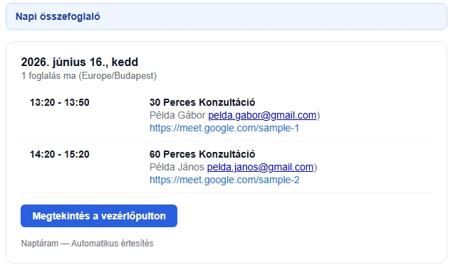 Napi Összefoglaló Email
