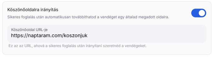 Egyéni Köszönő oldal megadása